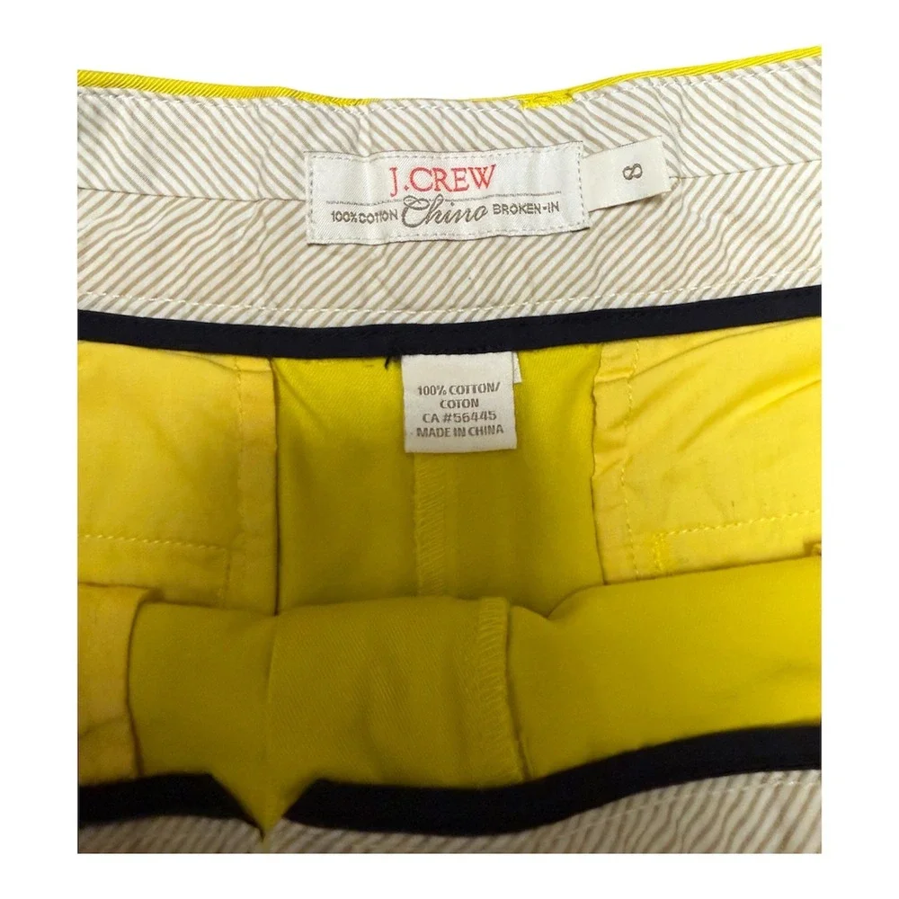 J.Crew Chino Broken-In Shorts Womens 8 Neon Yellow Cotton Casual Summer 4 Inseam